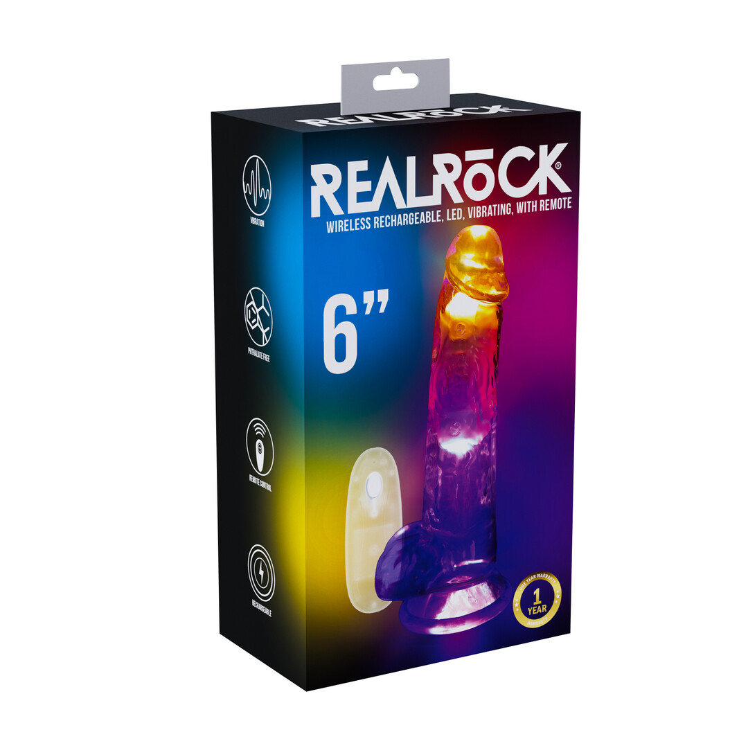 LED Vibrating Straight Cock with Balls - 6 / 15 cm - Transparent - Image 2