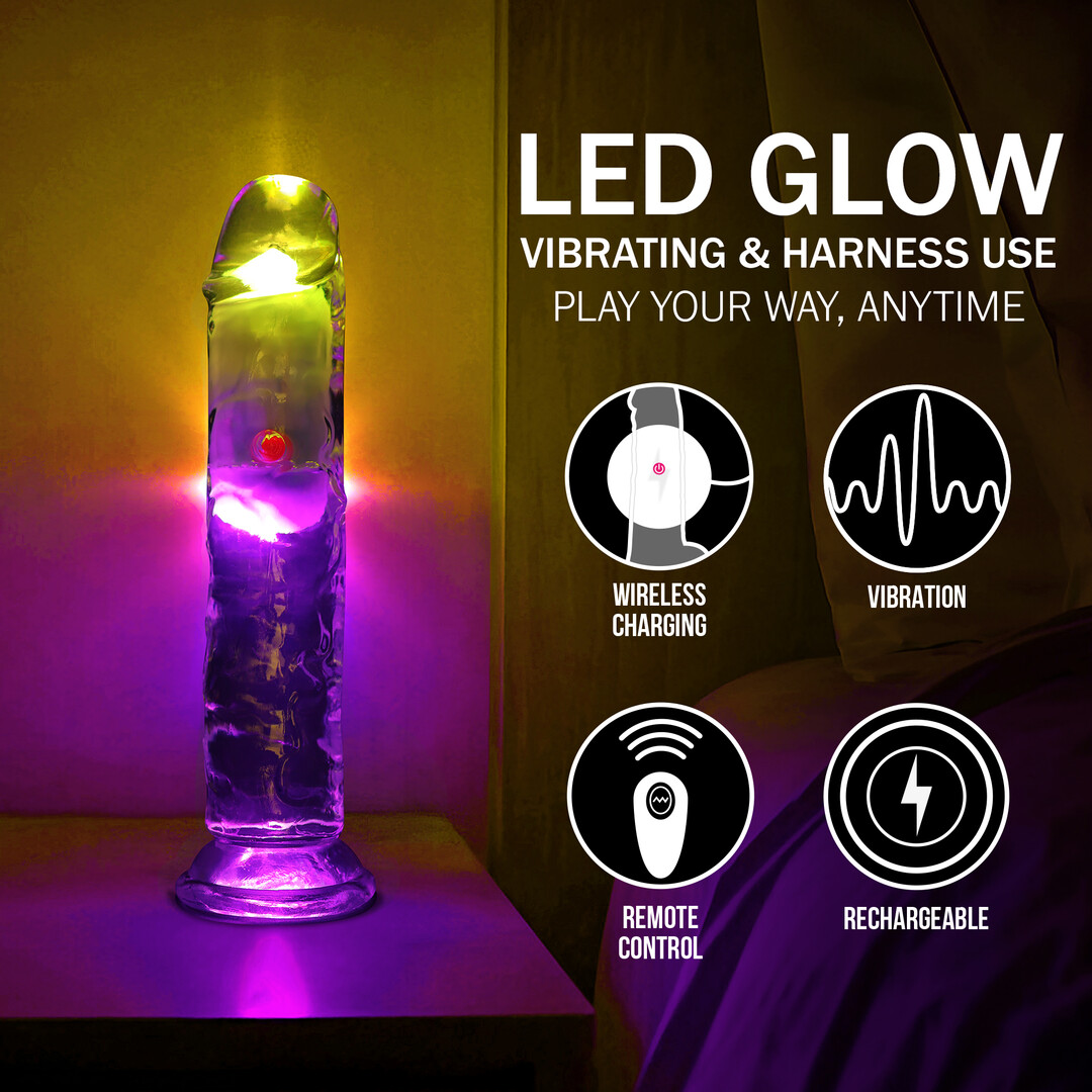 LED Vibrating Straight Cock - 7 / 18 cm - Transparent - Image 7