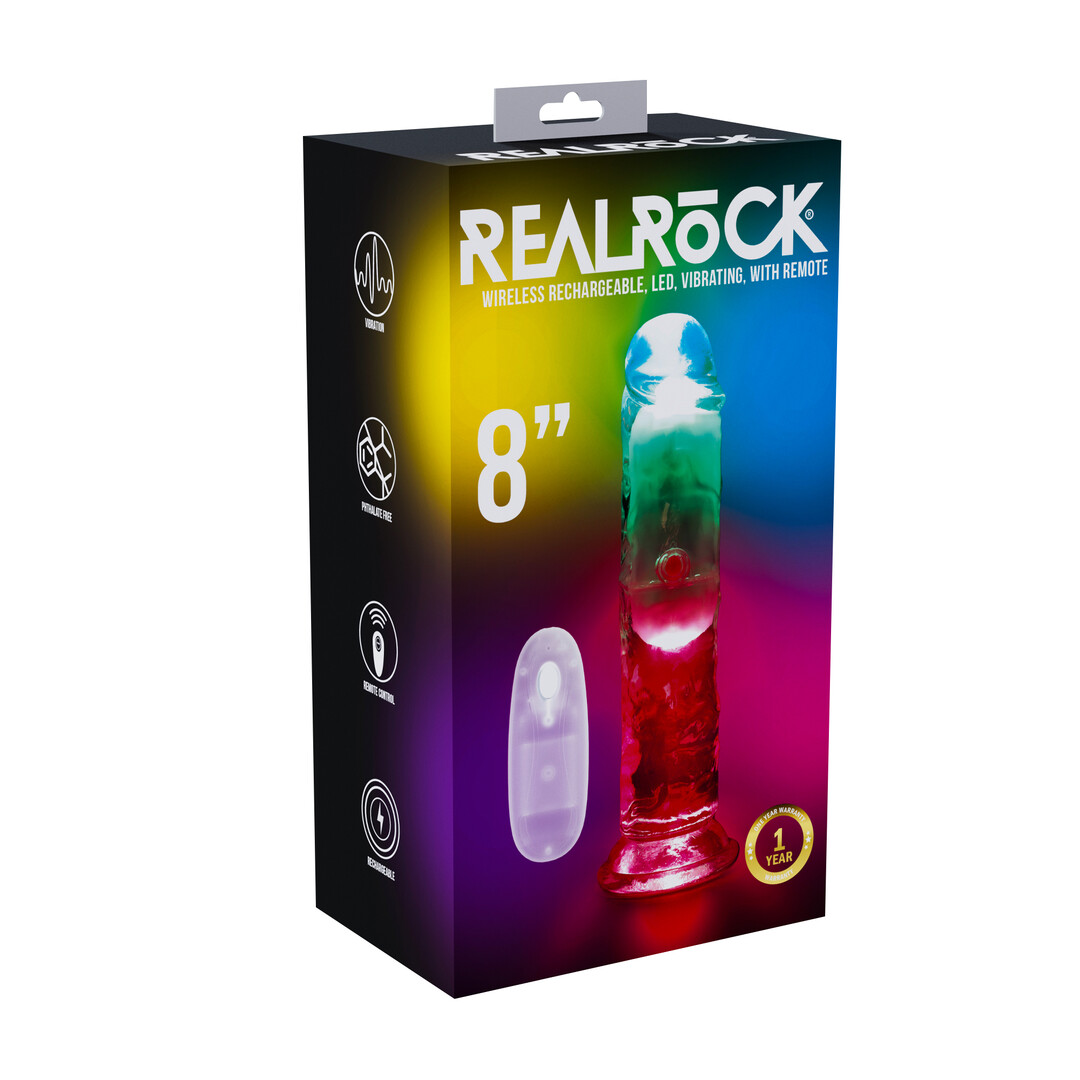 LED Vibrating Straight Cock - 8 / 20 cm - Transparent - Image 2