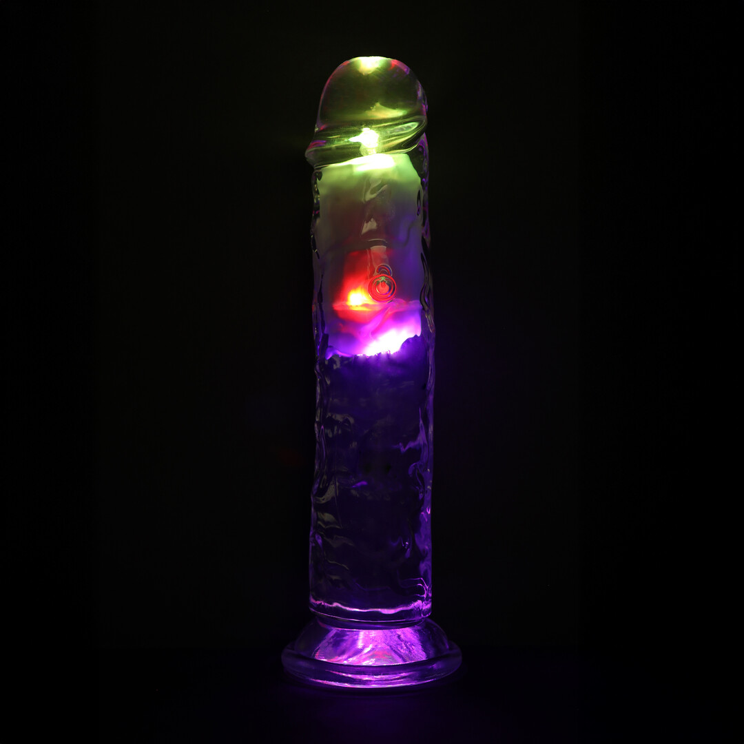 LED Vibrating Straight Cock - 8 / 20 cm - Transparent - Image 6