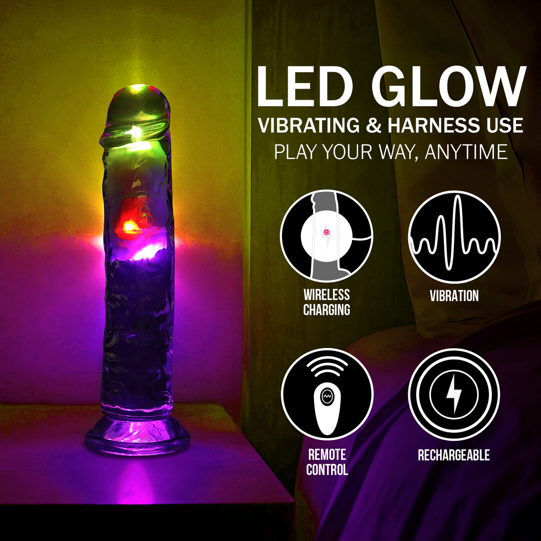 LED Vibrating Straight Cock - 8 / 20 cm - Transparent - Image 7