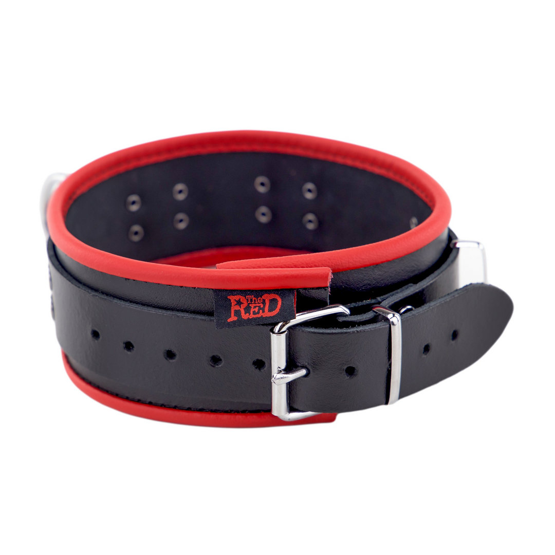 Leather Necklace 3 D Rings - Red/Black - Image 2