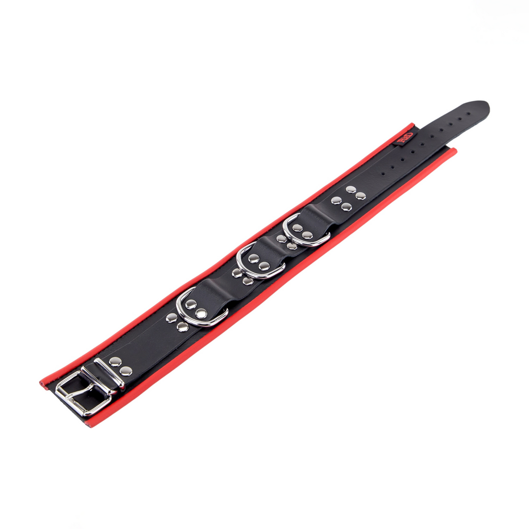 Leather Necklace 3 D Rings - Red/Black - Image 3