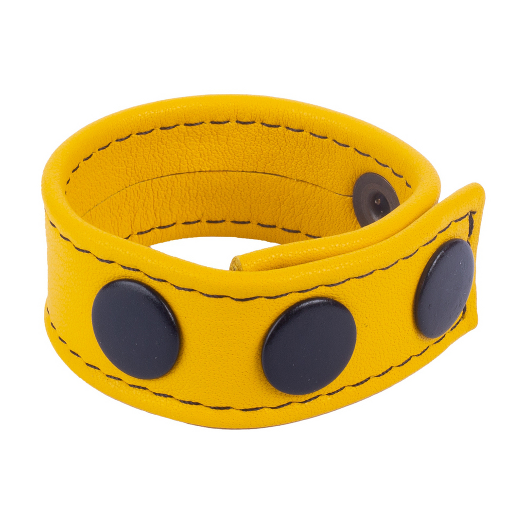 Cocky - Adjustable Leather Cockring - Yellow - Image 2