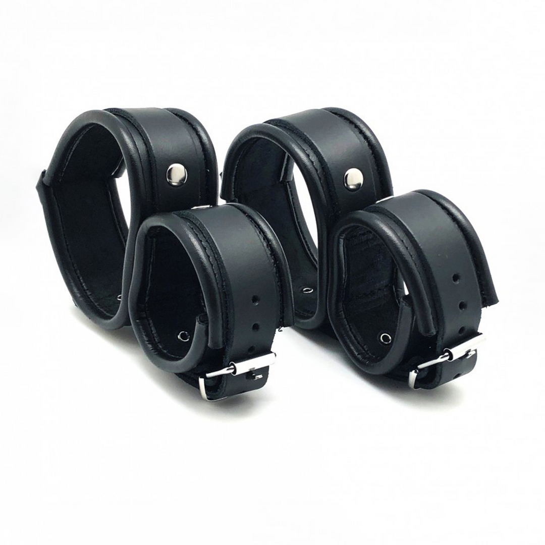 Leather Ankle and Hand Restraints - Black - Image 2