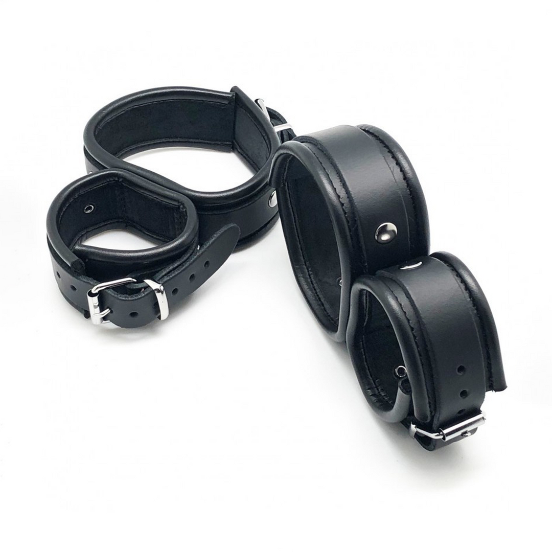 Leather Ankle and Hand Restraints - Black - Image 3