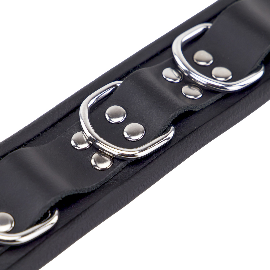 Leather Necklace 3 D Rings - Black - Image 5
