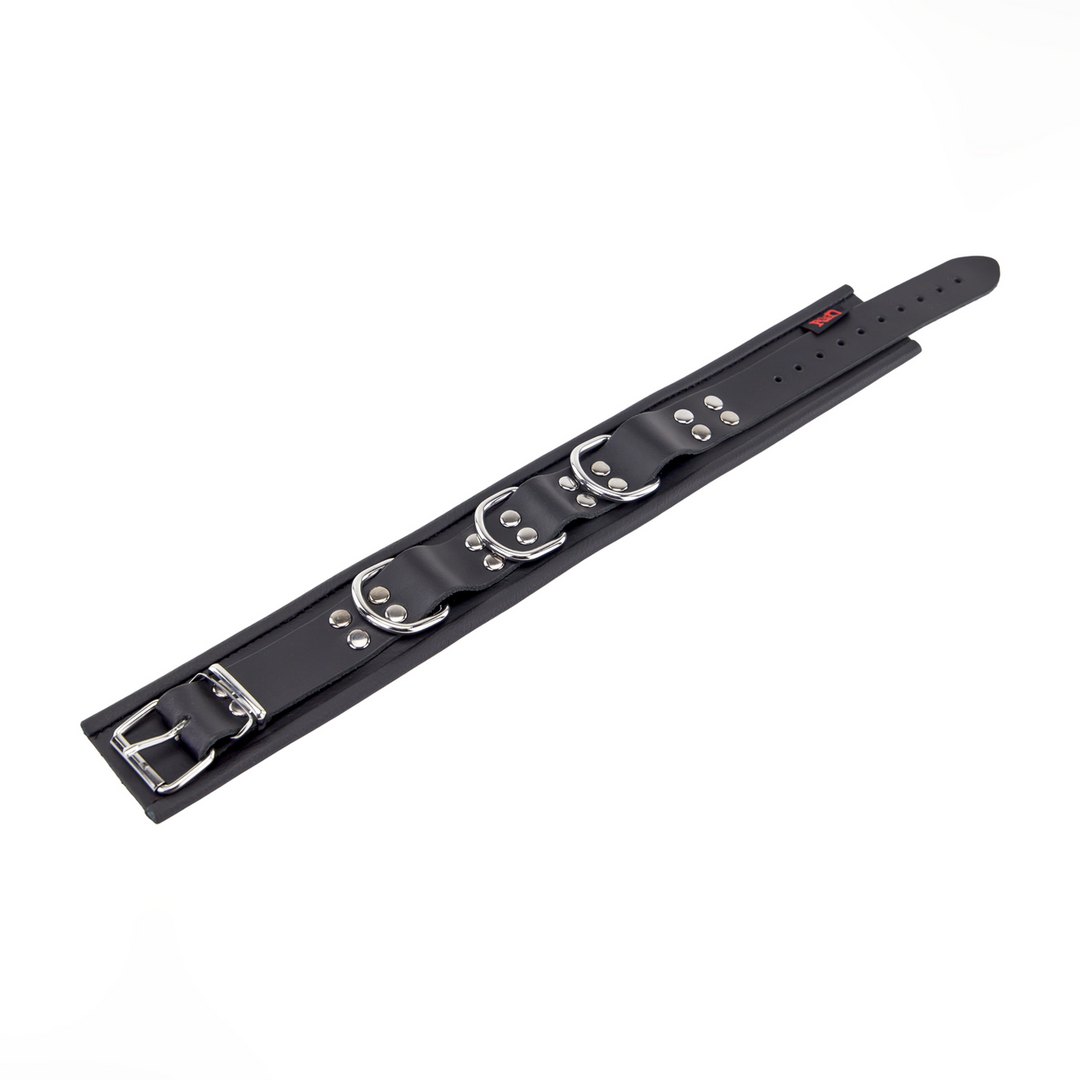 Leather Necklace 3 D Rings - Black - Image 3