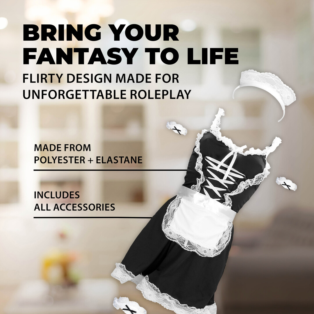 French Maid Costume - S/M - Black - Image 6