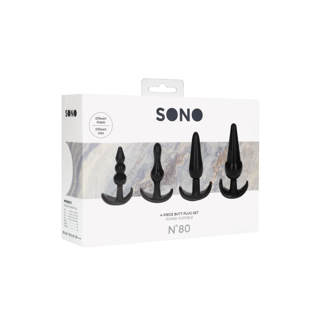 NO. 80 - 4-Piece Butt Plug Set - Black