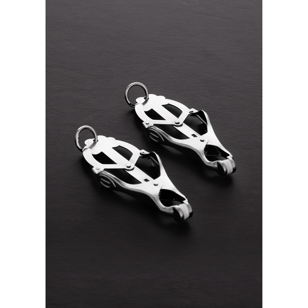 2 Squeezer Teaser Clover Nipple Clamps with Ring