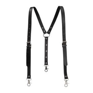 Men's Suspenders - Split Leather - Black - black