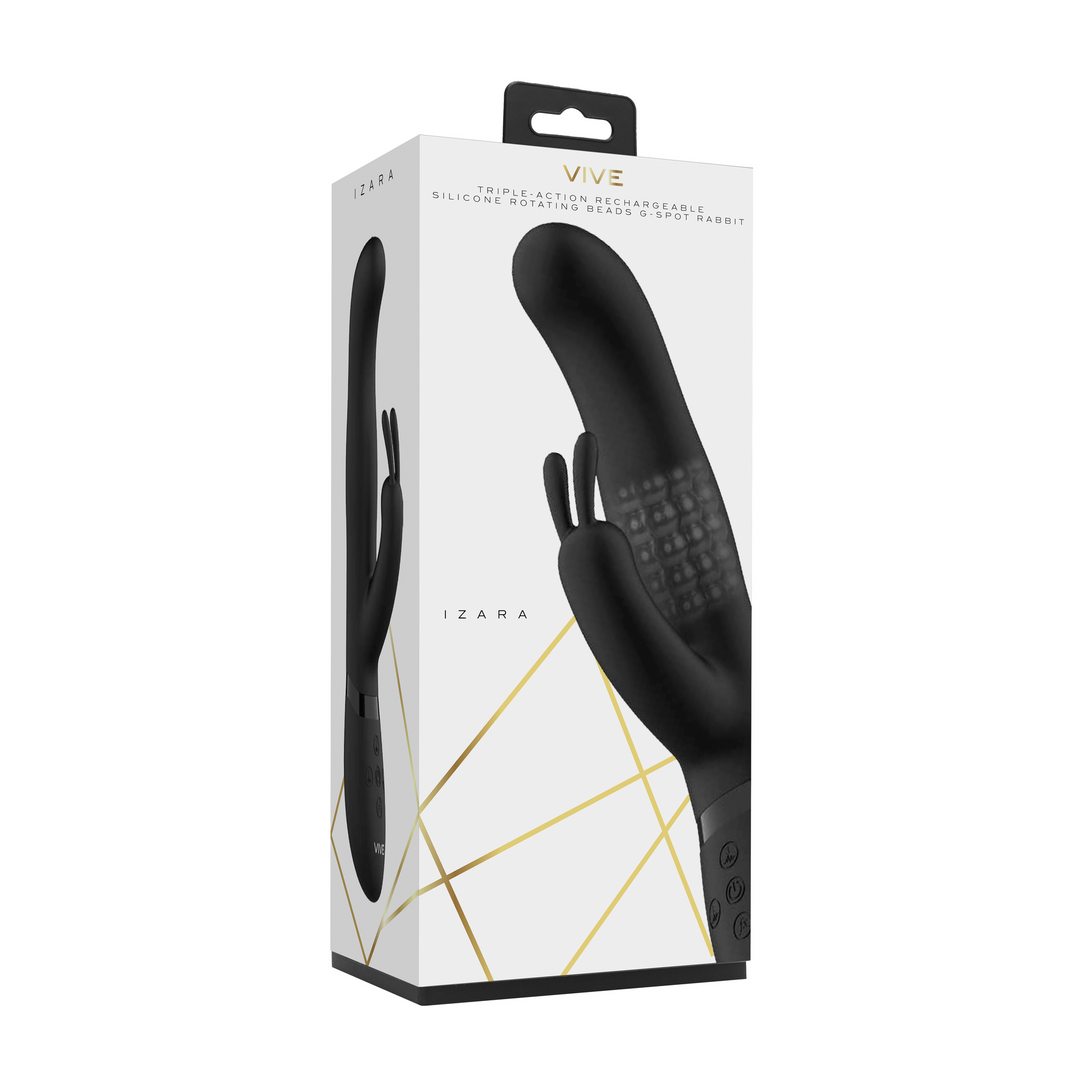 Izara - Rotating Beads Rabbit Vibrator - Black - Image 2