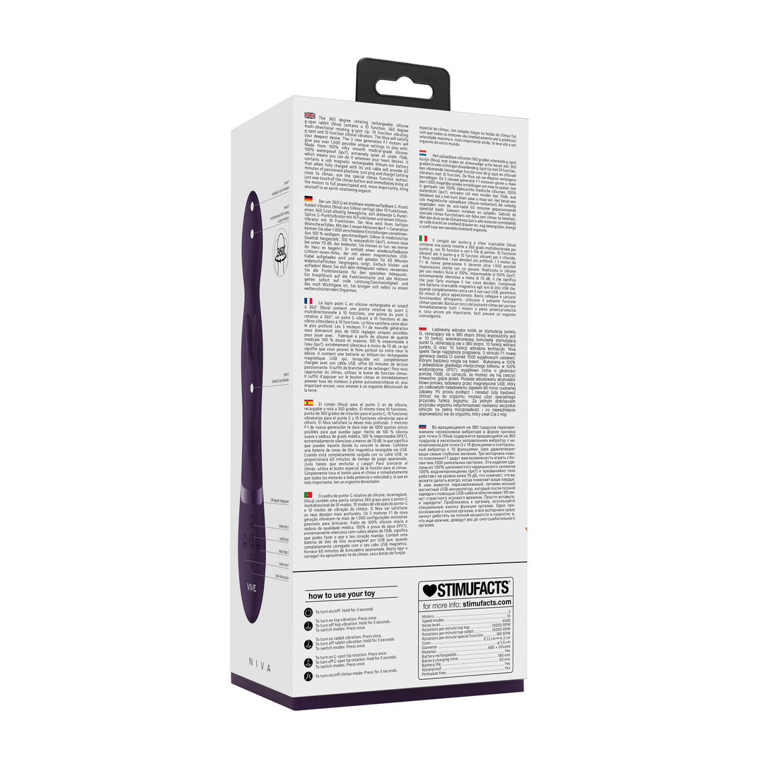 Niva - Rotating Rabbit Vibrator - Purple - Image 3