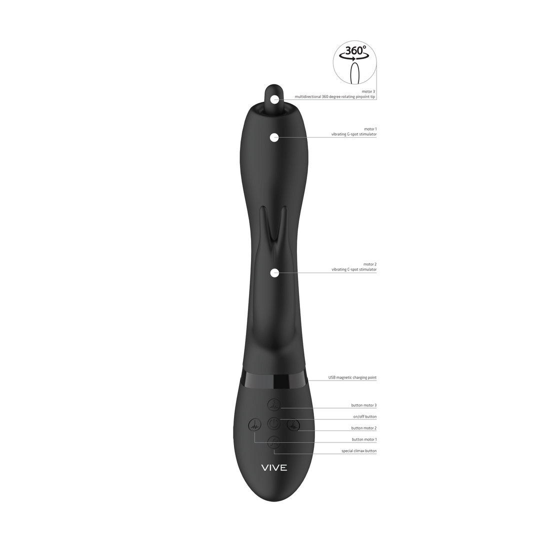 Nilo - Pinpoint Rotating G-spot Rabbit - Black - Image 9