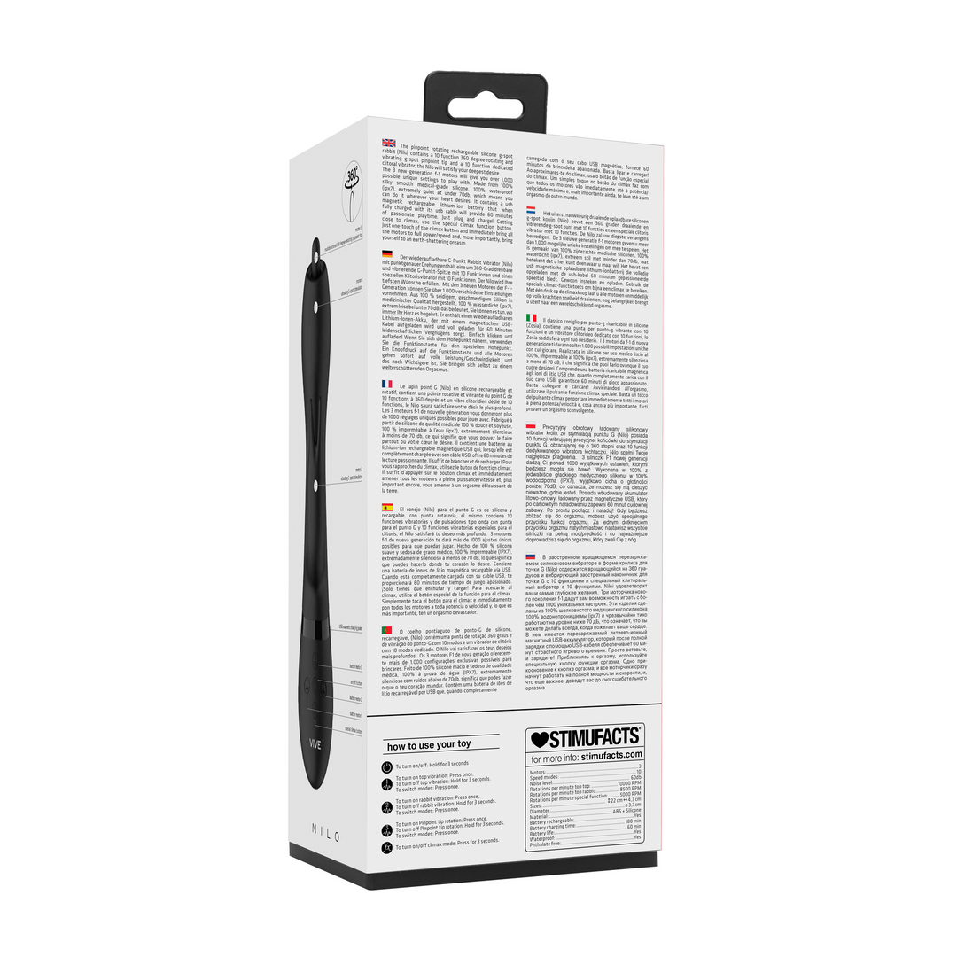 Nilo - Pinpoint Rotating G-spot Rabbit - Black - Image 3