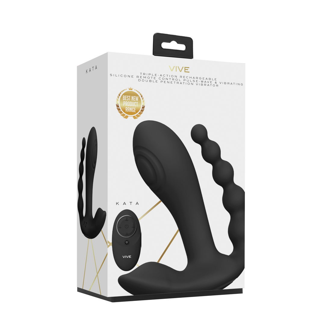 Kata - Pulse Wave Vibrating Double Penetration Vibrator - Black - Image 2