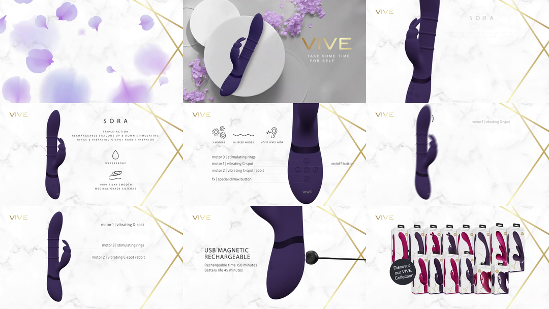 Sora - Up Down Stimulating Rings, Vibrating G-Spot Rabbit - Purple - Image 9