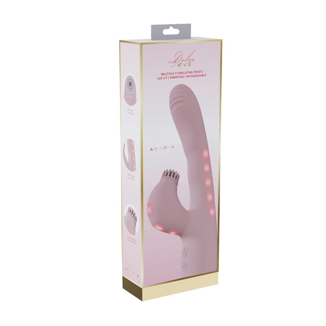 Andria - G-Spot Vibrating and Tap Clit Stimulator with LED - Pink - Image 2